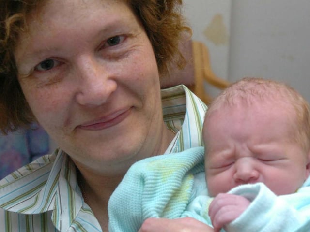 Jean Horton of Marrion Road, Hillsborough, with baby Aaron, born at 05.10am, weighing 6 lbs 9 oz