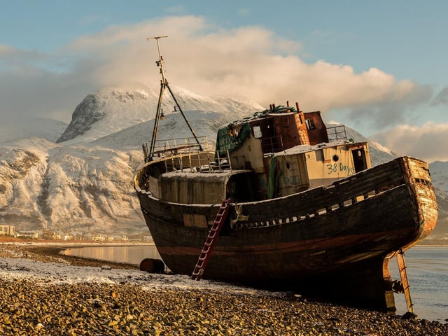 Shortlisted - Ron Tear - Wreck on the shore of Loch Linnie.
Skydivers over the Great Pyramids of Giza and a Welsh farmhouse are just some of the astonishing pictures from the 2020 Historic Photographer of the Year Awards. The awards called on photographers to capture “history all around usâ€, in the form of historical places and cultural sites around the world. Astonishing images of civilisation’s most iconic landmarks, including the Taj Mahal, Pompeii and the Palace of Versailles are just some of the historical sites featured. But the Overall Winner out of thousands of entries in the worldwide competition was awarded to Michael Marsh, for his sombre picture of Brighton Palace Pier, captioned “standing in the full force of weather and timeâ€.