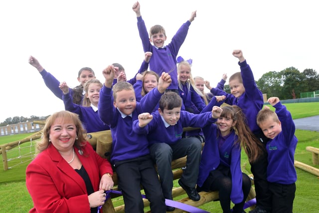 MP Sharon Hodgson opened the new Marlborough Primary School playground two years ago - and look at the support she got from the students.