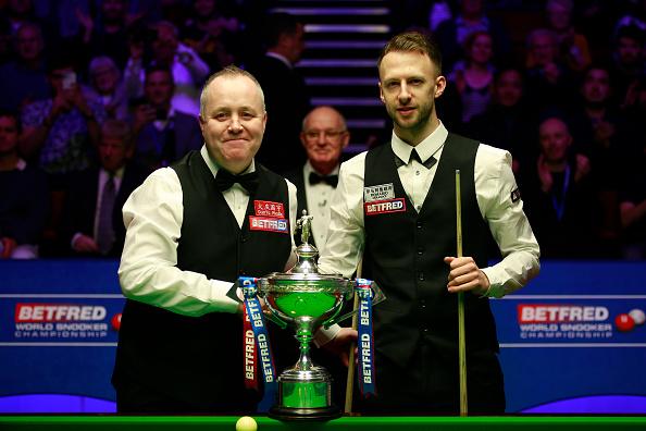 Sheffield's beloved Crucible Theatre welcomes the popular World Snooker Championship every year. John Higgins (L) of Scotland shakes hands with Judd Trump of England prior to their final match on day 16 of the 2019 Betfred World Snooker Championship at Crucible Theatre on May 5, 2019 in Sheffield, England.