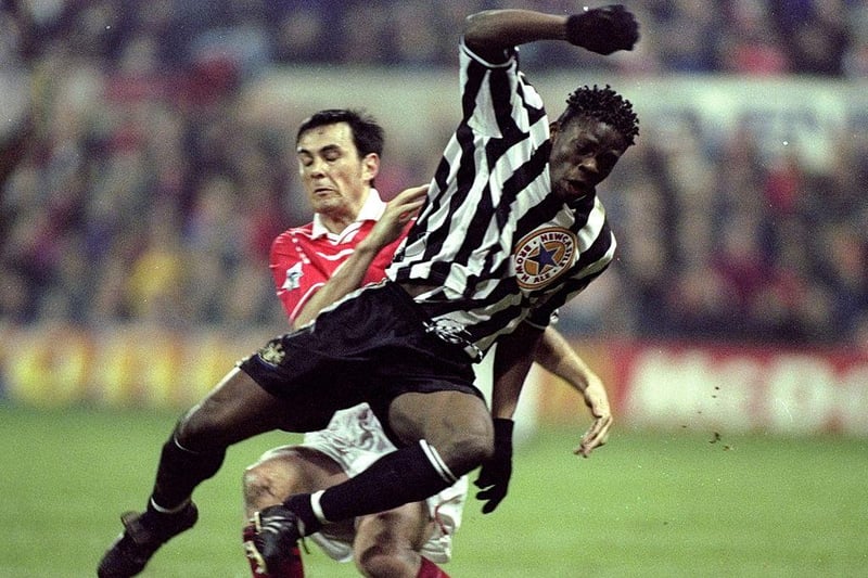 Saha enjoyed a good career in England, starring for clubs such as Manchester United, Everton and Tottenham during a 13-year career in England. What often goes unremembered however is his 12-game spell at Newcastle United in 1999. His most important contribution was the only goal against Blackburn Rovers in a FA Cup Fifth Round replay - Newcastle went all the way to the final that year. (Mandatory Credit: Mike Hewitt /Allsport)
