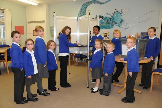 Pupils queuing up to vote for the school council representatives with the help of ballot boxes loaned from Sunderland Civic Centre. Who remembers this from 11 years ago?