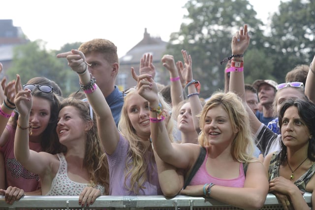 Fans listen to Sister Sledge on Devonshire Green, Tramlines, Sheffield urban music festival, July 26, 2014