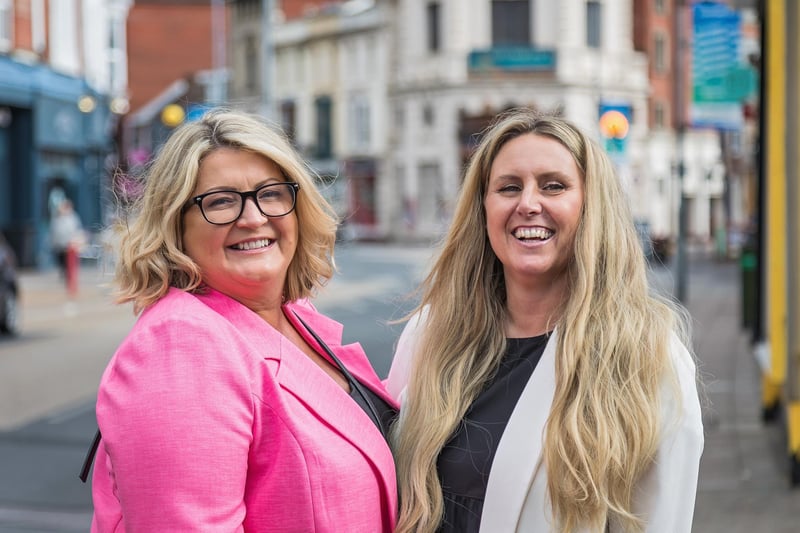 Jo Taylor (47) with Kelly Fletcher (30) out on Albert Road. Picture: Mike Cooter (220521)
