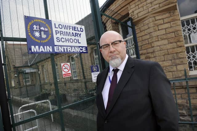 Pictured is Chris Holder,Headteacher at Lowfield Primary School,London Road,Sheffield,who are having issues with parents parking on footpaths outside the school and putting children at risk.....Pic Steve Ellis