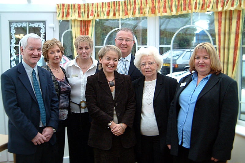 Doncaster Central MP Rosie Winterton visited the Old Rectory Care Home, Armthorpe in 2003. Left to right: Cllr. Tony Corden, Cllr. Elsie Butler, Jane Neil - Housekeeper, Rosie Winterton MP, David Mitchell - General Manager, Sheila Smith, Gail Bullock - Care Manager