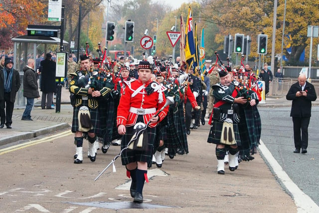 Pipers playing in the parade