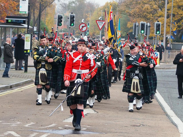 Pipers playing in the parade