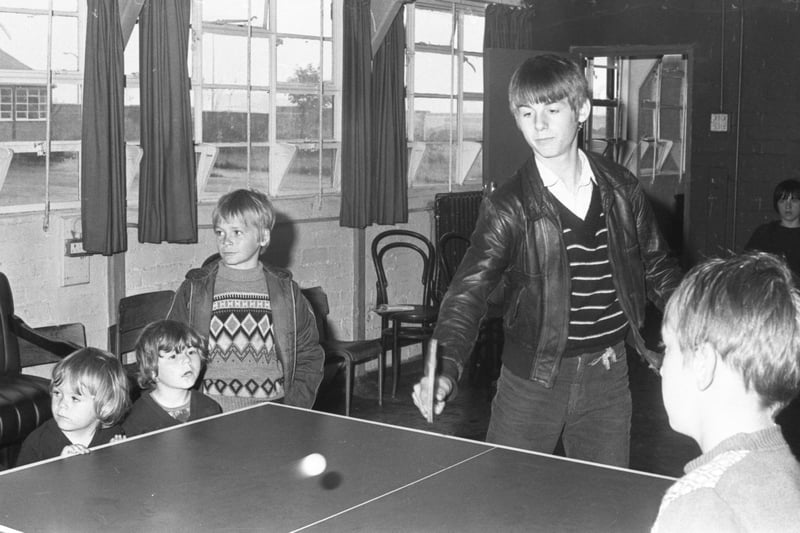 Table tennis was one of the sports youngsters at the East End Playscheme enjoyed in the huts behind the East End Community Centre in 1980.