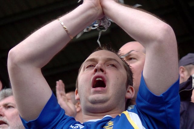 This fan cheers on his Pompey heroes