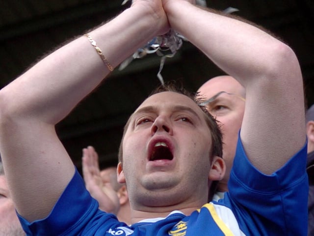 This fan cheers on his Pompey heroes