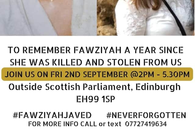 The vigil will take place on Friday September 2, 2pm-5.30pm, outside the Scottish Parliament.