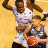 Nate Montgomery in action for the Sheffield Sharks against Glasgow Rocks.