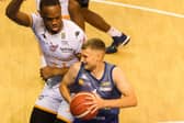 Nate Montgomery in action for the Sheffield Sharks against Glasgow Rocks.