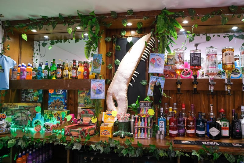 Prehistoric decorations have even been added to the bar