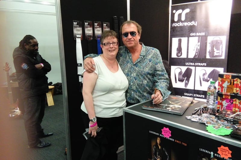 Rachel Murphy had her picture taken with Mark King from Level 42 at the UK Base Guitar show in 2018.