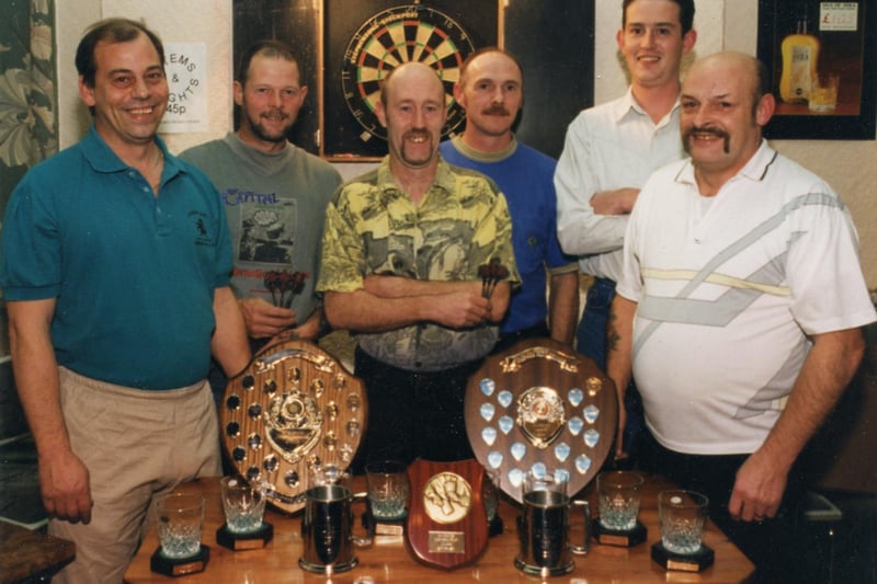 1990s - a winning darts and dominoes team from the Queens Arms at New Mills