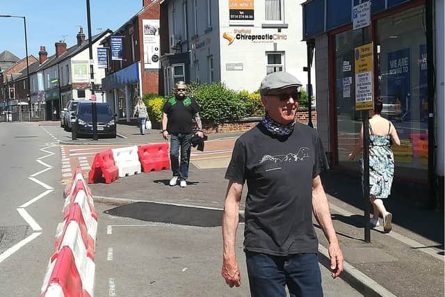 Sheffield Council says the temporary pavement widening is part of a bigger scheme to create more space for pedestrians during the coronavirus pandemic (pic: Sheffield Council)