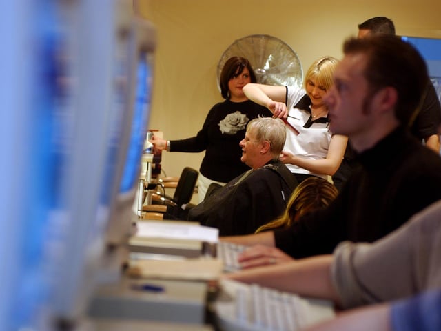 The Salon Cafe on West Maitland Street allowed customers to enjoy a coffe and use the internet while they got their got their cut.