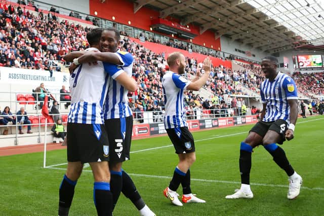 Sheffield Wednesday players celebrates after Lee Gregory scores again. (Isaac Parkin/PA Wire)