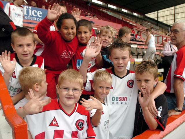 Young Blades fans from Worksop at the Sheffield United Open Day. 31 July 2004