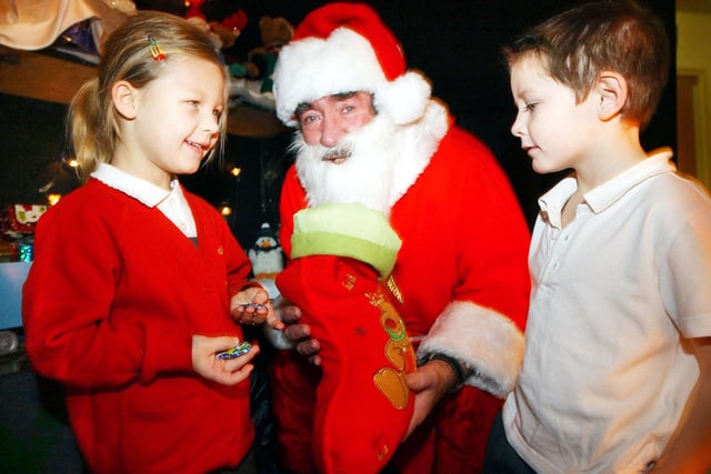 These Castletown pupils - Rachel Cuthbertson and Connor Storey pictured on his fifth birthday - met Santa when he visited the school 12 years ago. Does this bring back happy memories?