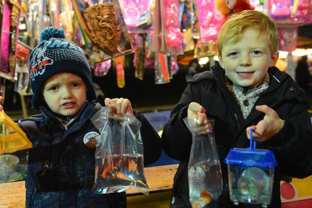Ashbrooke Cricket Club fireworks display in 2016 and brothers Jack aged 3 and Oscar Smiles aged 5, look happy with their day at the stalls.