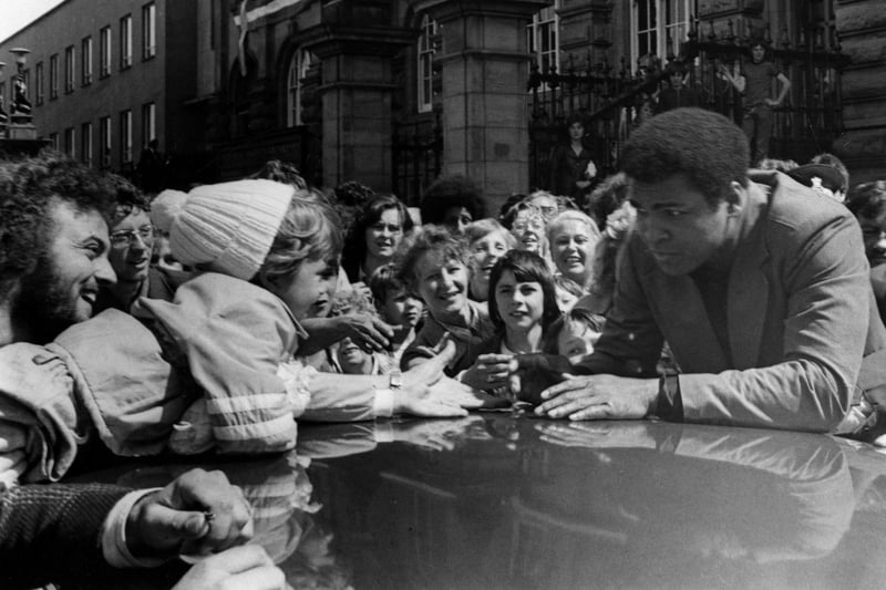 Muhammad Ali meets his adoring fans in South Tyneside. Are you pictured in the crowds? 
Photo: Freddie Muddit (Fietscher Fotos) and thanks to www.southtynesidehistory.co.uk for their help.