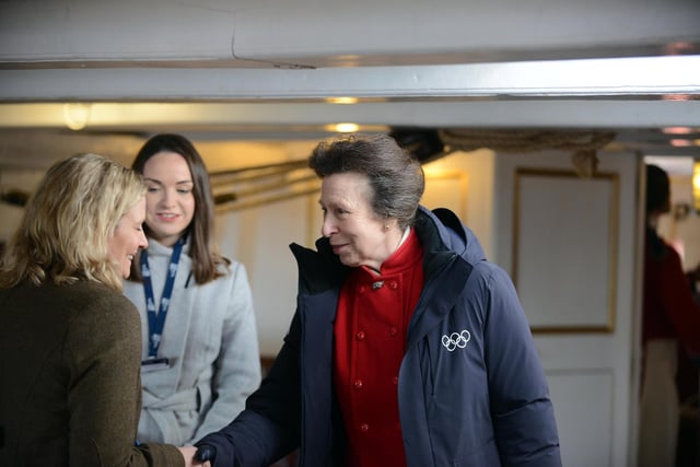 HRH Princess Anne The Princess Royal chatted to museum curator Clare Hunt aboard HMS Trincomalee about her role.
