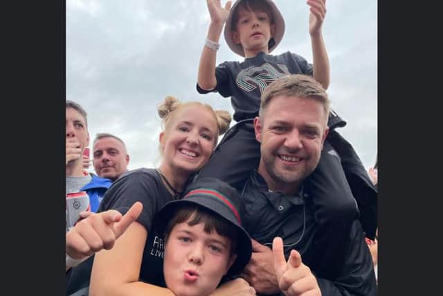 Little Spencer Kubon went into the Tramlines festival in Sheffield a fan – and came out a star after his dancing went viral online. Pictured at Tramlines are the Kubon family, Spencer, top, mum Kayley, dad Mark, and Bobby, in front