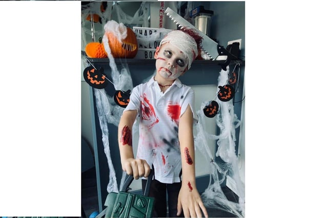 Tommy ready for his friend's Halloween party