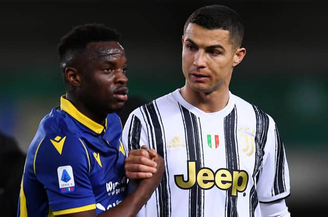 Ronaldo Vieira of Hellas Verona and Cristiano Ronaldo of Juventus (Alessandro Sabattini/Getty Images)