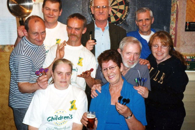 A Sheffield pub has raised more than £1,000 for the Children's Appeal in a marathon darts session, which lasted 12 hours. The Ye Old Harrow pub, Broad Street, Sheffield raised the money when 12 members from the darts team along with pub partons played non-stop in 2002.