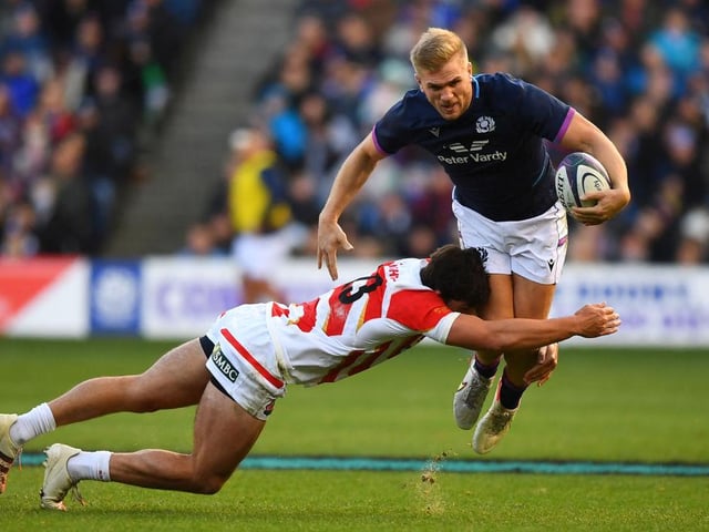 Big hitting tackle after quarter hour had crowd wincing but strong first half barely faded in the second of a big game for the Scottish centre. 7
