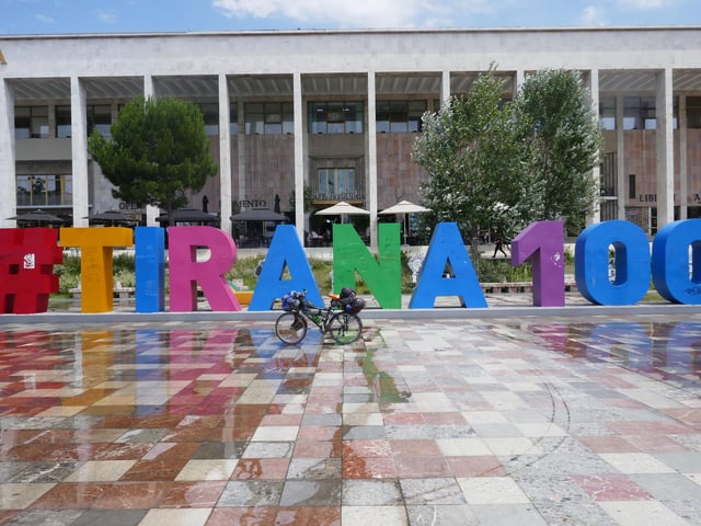 The beautiful central square of the capital of Albania, Tirana.