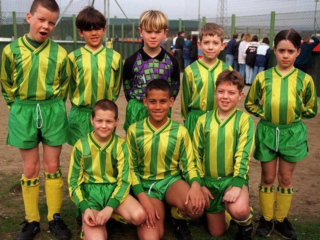 Sheffield Schools 5-a-side Carfield Juniors, back row: Thomas Smedley, Kane Hinchcliffe, Martin Trolope, John Townshend, Harry Clarkson. Front row: Steven Gaston, Jason Wray and Lee Bamforth, March 1997