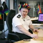A still from South Yorkshire Fire & Rescue's viral TikTok video in support of the LGBT+ community