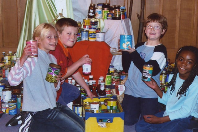 Pupils from a Sheffield school have been busy collecting food and money for a local drop in centre. The youngsters from Mylnhurst RC School and Nursery raised £80 from a non-uniform day and collected tins of food and sauces as part of their harvest festival activities in 2003