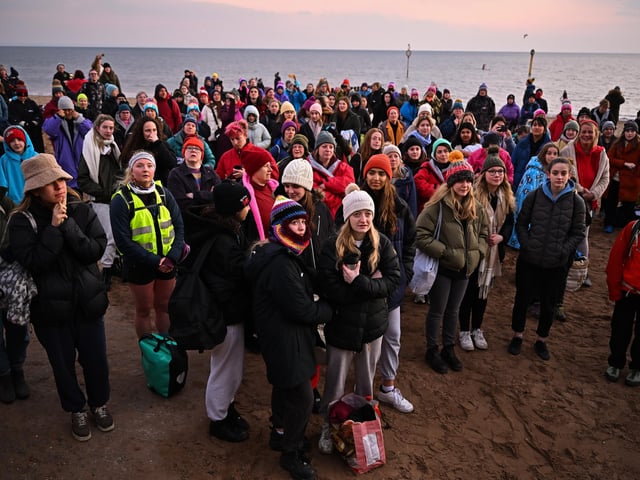 Over 700 women gathered at Portobello Beach to take part in the event. (Photo by Jeff J Mitchell/Getty Images)