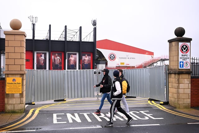 Bramall Lane today, closed to fans on matchdays due to games being played behind closed doors because of the Covid-19 crisis.