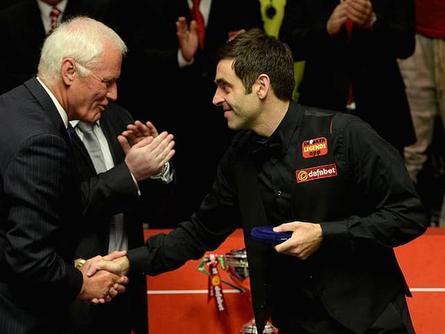 World Snooker chairman Barry Hearn, left, with reigning world champion Ronnie O'Sullivan