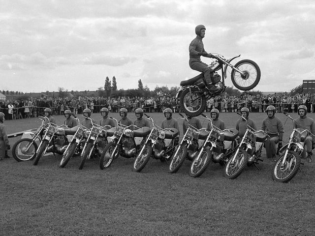 Thrilled crowds watch this motorbike stunt
