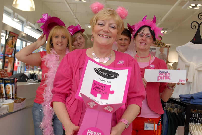 Staff at Bon Marche dressed in pink at the shop in the Viking Centre, Jarrow, to raise money in 2008. Are you in the picture?