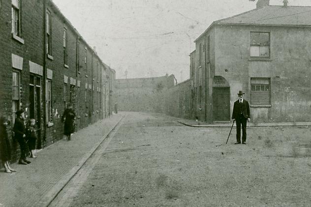 The Knowles Street Mission is in this picture and Sunday School Superintendent and Church Warden John Biddlecombe can be seen in the centre of the photo. The photo shows the mission which was destroyed in the Bombardment of Hartlepool in 1914. Photo: Hartlepool Museum Service.