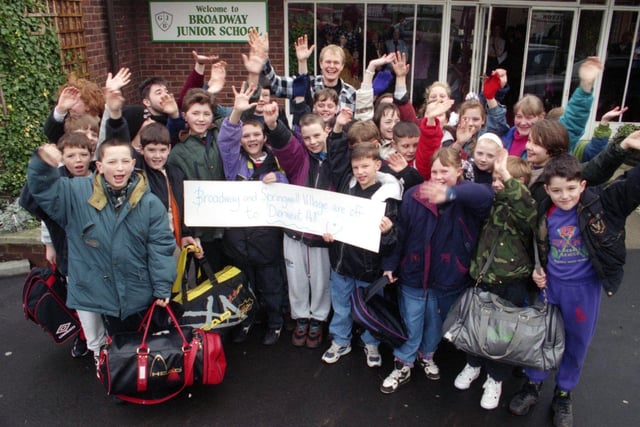 Broadway Junior School pupils were pictured as they set off to Derwent Hill in February 1995. Were you one of the students pictured?