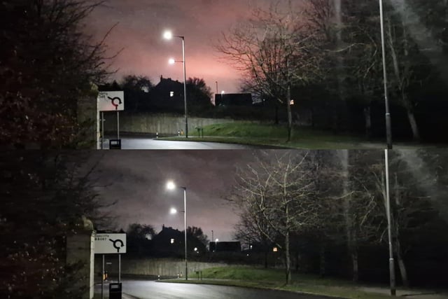 To prove last night's phenomenon was not just light pollution, these photos in Treeton were taken minutes apart. The resident who saw it said how they were out for a walk when the sky suddenly began to glow.