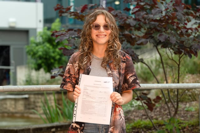 Lucy Uttley with her results at Fareham College. Picture: Keith Woodland