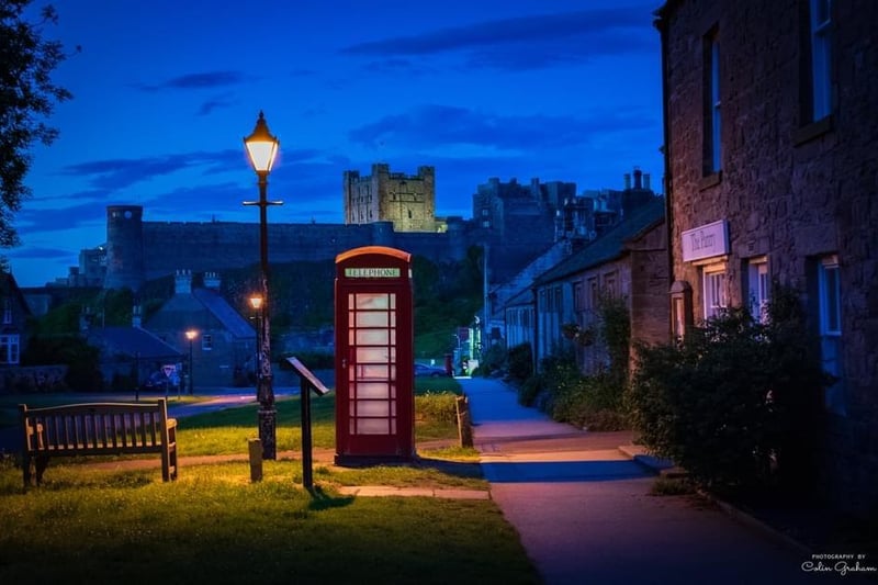 Bamburgh Castle by night.
