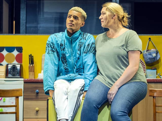 Sheffield-born actress Melissa Jacques starring as Margaret alongside Layton Williams as Jamie in Everybody's Talking about Jamie, Apollo Theatre, London - they are both appearing in the show in Los Angeles next year