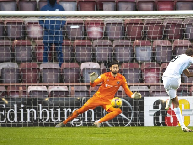 Manny Duku makes it 2-0 from the spot at the start of the second half.